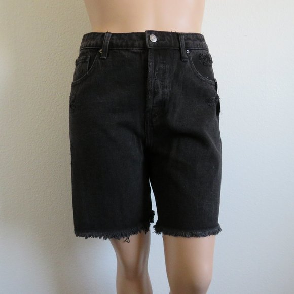 Wild Fable Jean Women's Distressed High Rise Bermuda Shorts Size 12 NWT - Picture 3 of 4